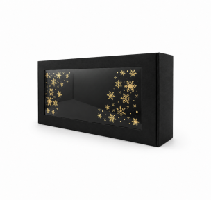 BLACK micro-corrugated cardboard Christmas design box with a window