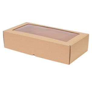 Microcorrugated cardboard box with window