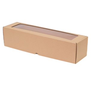 Microcorrugated cardboard box with window