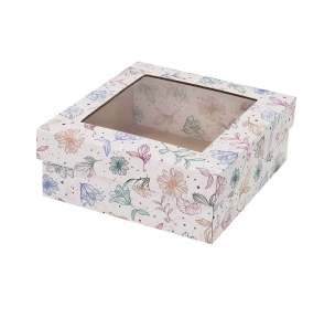 Microcorrugated boxes with design and window