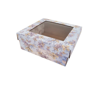 Microcorrugated boxes with design and window