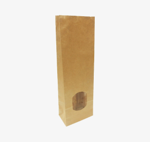 Brown paper block bottom bag with window