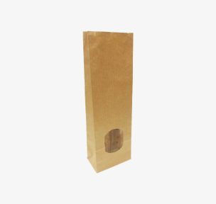 Brown paper block bottom bag with window