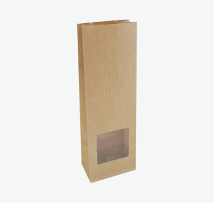 Brown paper block bottom bag with window