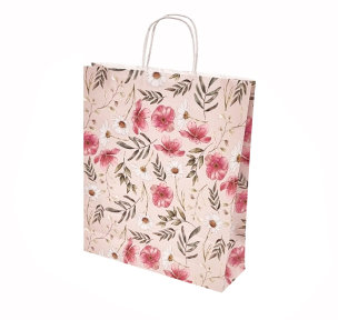 Papīra maisiņi - ar vītiem rokturiem un dizainu