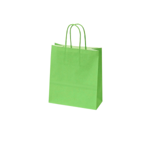 Green paper bags with twisted handles
