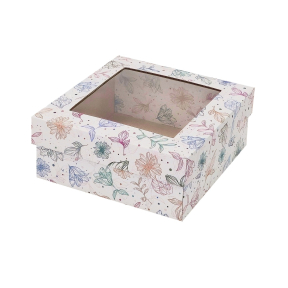 Microcorrugated boxes with design and window