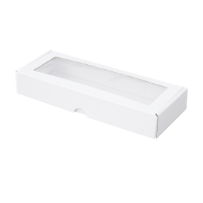 Microcorrugated cardboard box with window