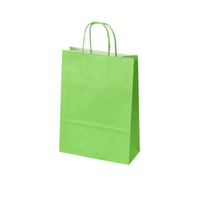 Green paper bags with twisted handles