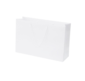 White paper bags with fabric handles