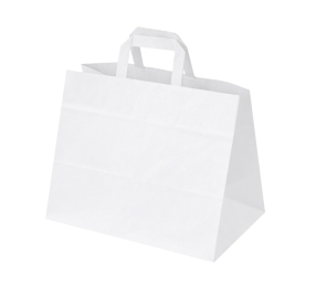 White paper bags with flat handles