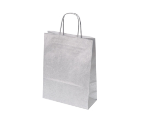 Silver paper bags with twisted handles