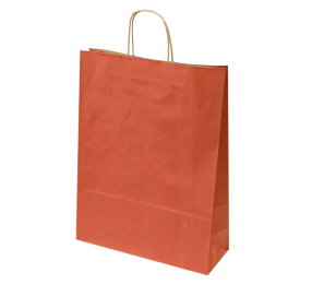 Dark red paper bags with brown twisted handles