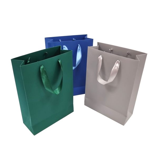 Gift paper bags with satin ribbon handles